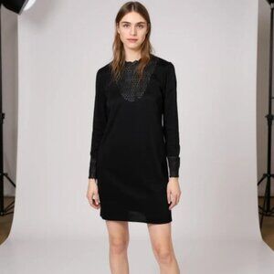 Zara Suede Vegan Mini Shift Dress Black Size S NWOT